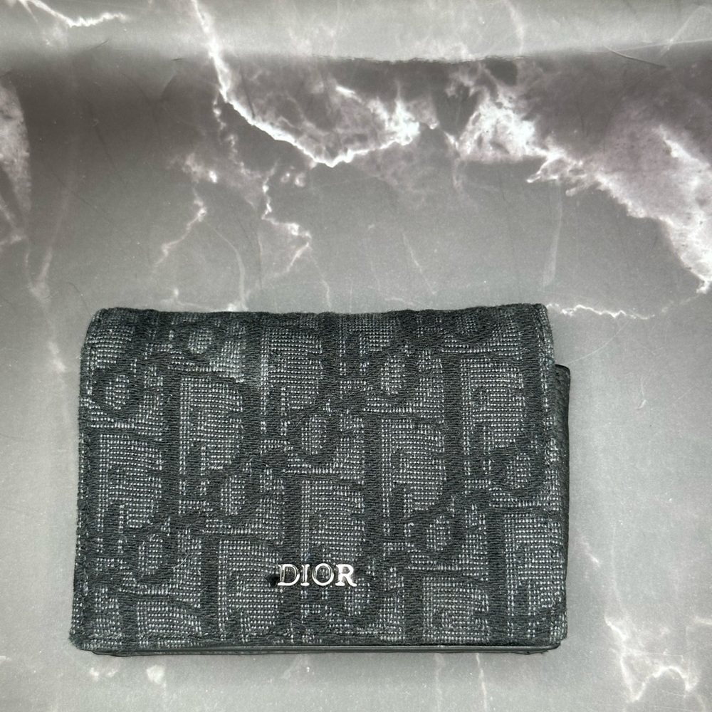 Christian Dior Oblique Jacquard Canvas Compact Wallet